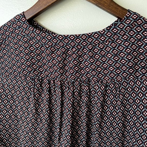 LOFT Petite Shirt Dress with Navy / Burgundy Pattern - Picture 11 of 11